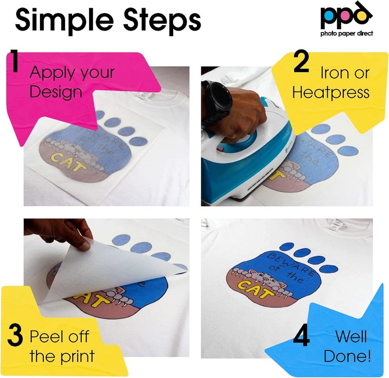PPD A4 Iron On Transfer Paper for Light Fabrics - 100 Sheets - Image 3